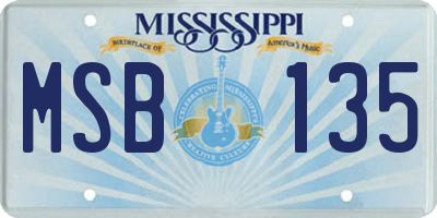 MS license plate MSB135