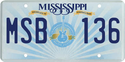 MS license plate MSB136