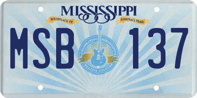 MS license plate MSB137