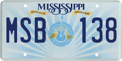 MS license plate MSB138