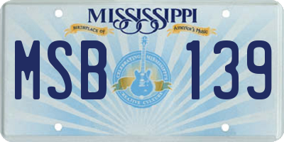 MS license plate MSB139