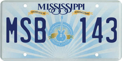 MS license plate MSB143