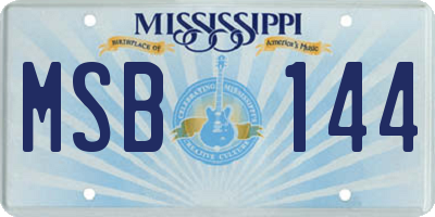 MS license plate MSB144