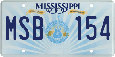 MS license plate MSB154