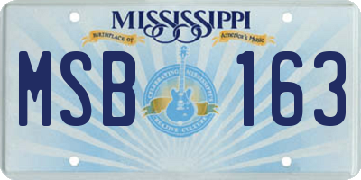 MS license plate MSB163