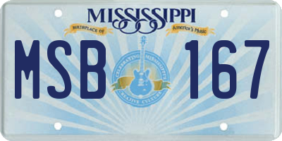 MS license plate MSB167