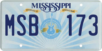 MS license plate MSB173