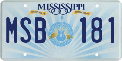 MS license plate MSB181