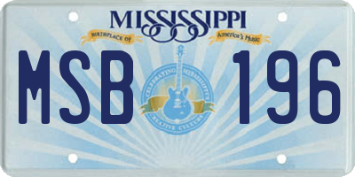 MS license plate MSB196