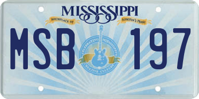 MS license plate MSB197