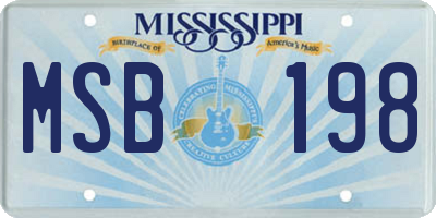 MS license plate MSB198
