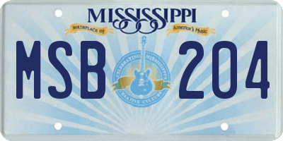 MS license plate MSB204