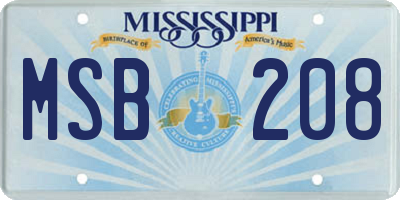 MS license plate MSB208