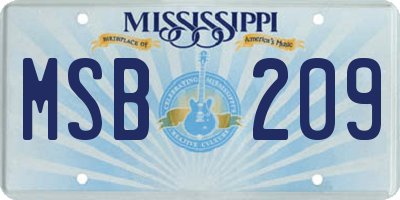 MS license plate MSB209