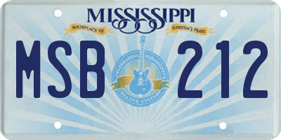MS license plate MSB212