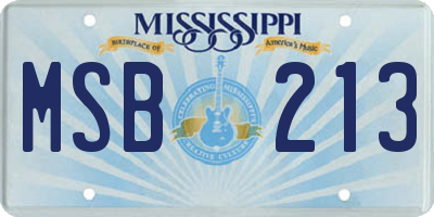 MS license plate MSB213