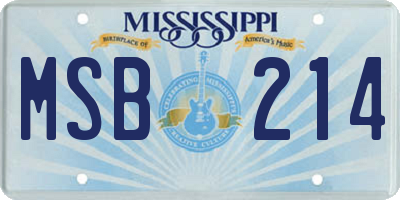 MS license plate MSB214