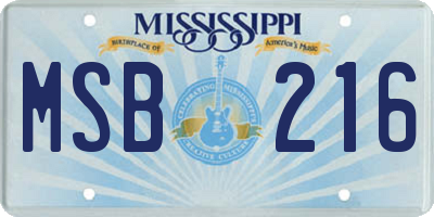 MS license plate MSB216
