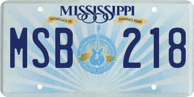 MS license plate MSB218