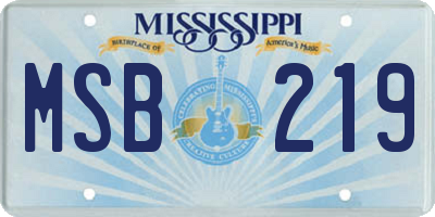 MS license plate MSB219