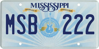 MS license plate MSB222