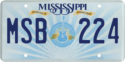 MS license plate MSB224