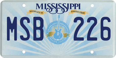 MS license plate MSB226
