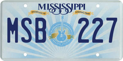 MS license plate MSB227