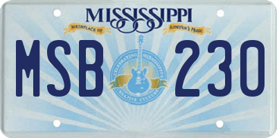 MS license plate MSB230