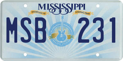 MS license plate MSB231