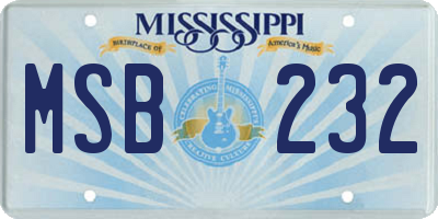 MS license plate MSB232