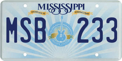 MS license plate MSB233