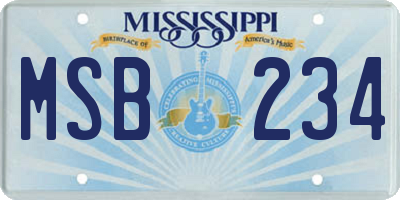 MS license plate MSB234
