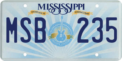 MS license plate MSB235