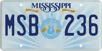 MS license plate MSB236