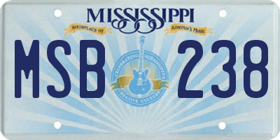 MS license plate MSB238