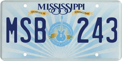 MS license plate MSB243