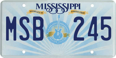 MS license plate MSB245