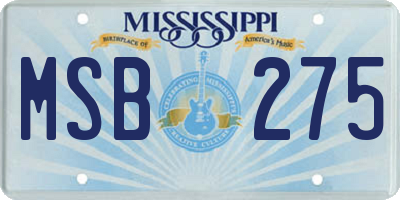 MS license plate MSB275