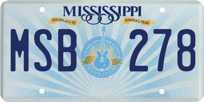 MS license plate MSB278