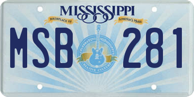 MS license plate MSB281