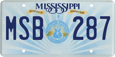 MS license plate MSB287
