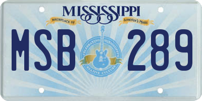 MS license plate MSB289