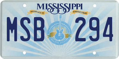 MS license plate MSB294