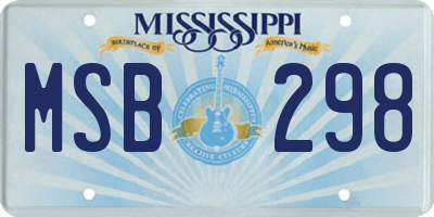 MS license plate MSB298