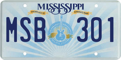 MS license plate MSB301