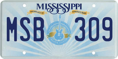 MS license plate MSB309