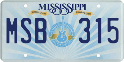 MS license plate MSB315