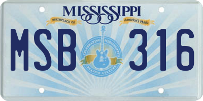MS license plate MSB316
