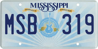 MS license plate MSB319